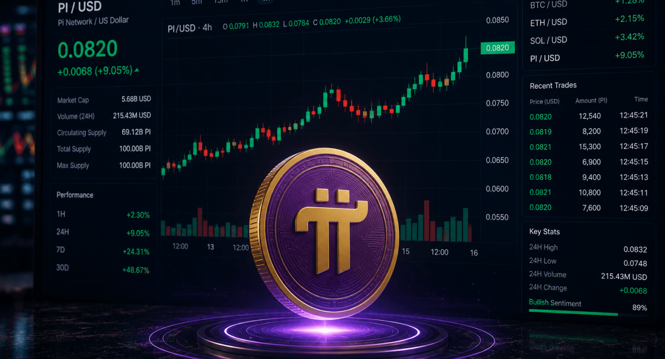 A bullish PI chart at $0.082