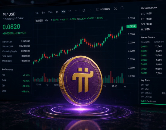 A bullish PI chart at $0.082